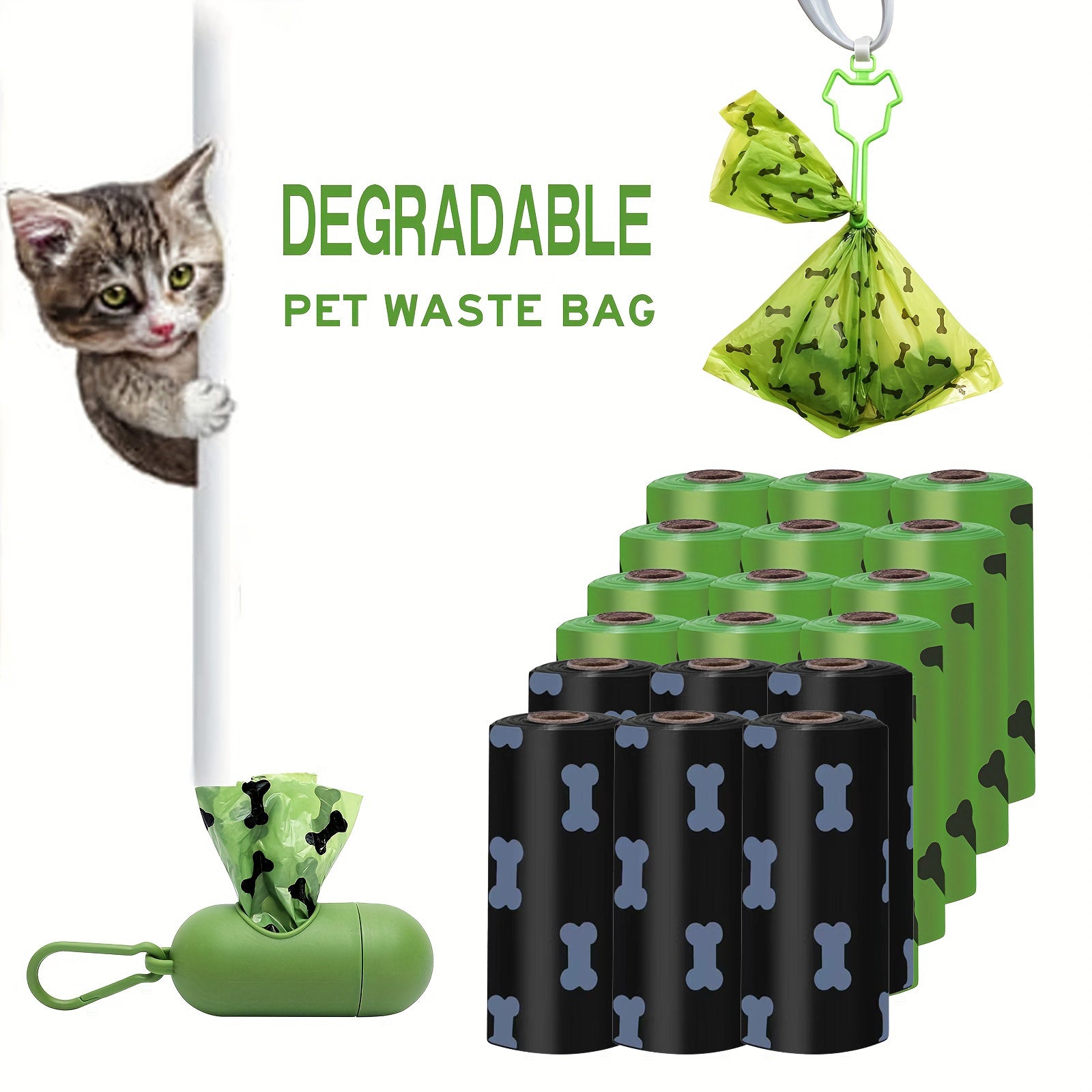 Eco-Friendly Biodegradable Dog Poop Bags With Free Dispenser