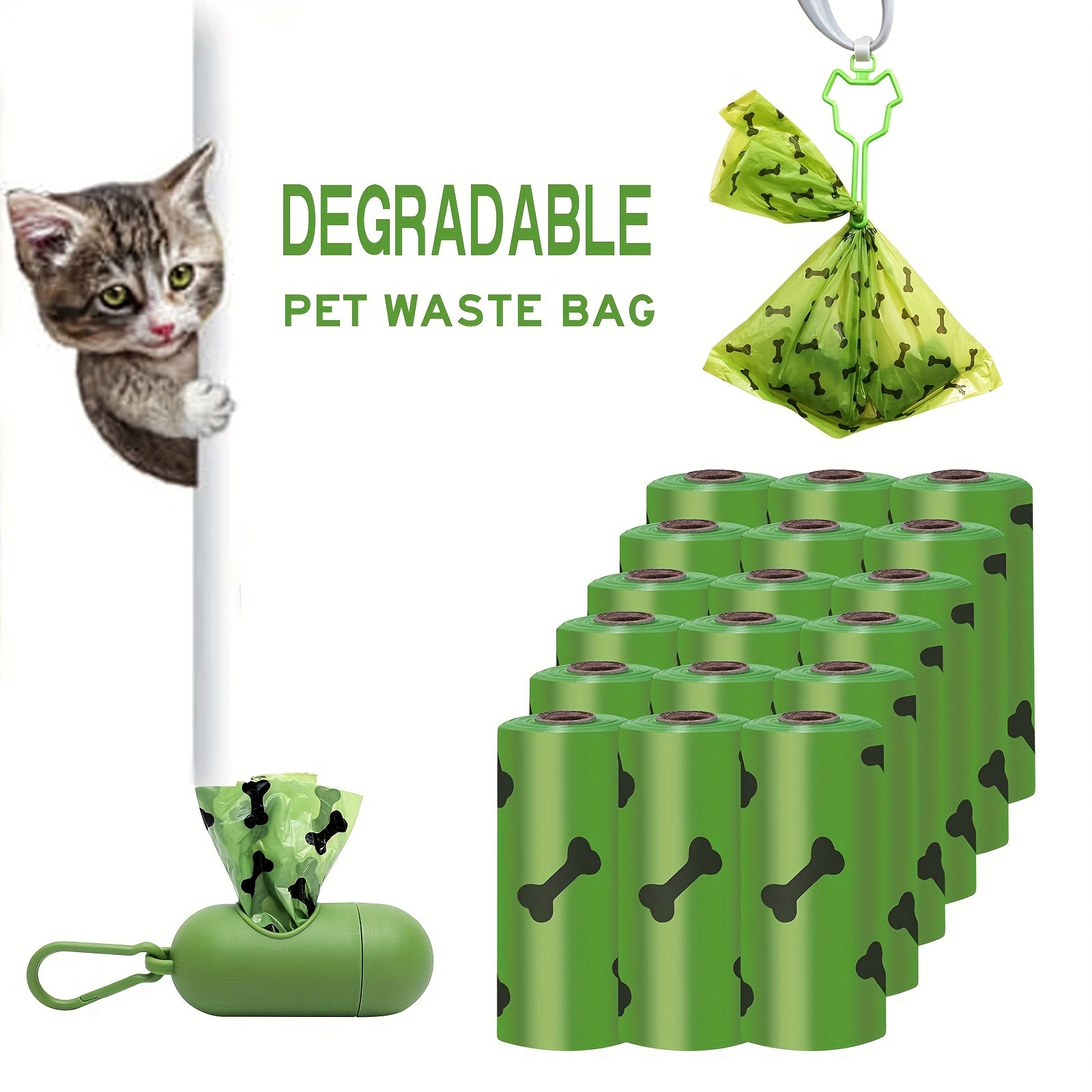 Eco-Friendly Biodegradable Dog Poop Bags With Free Dispenser