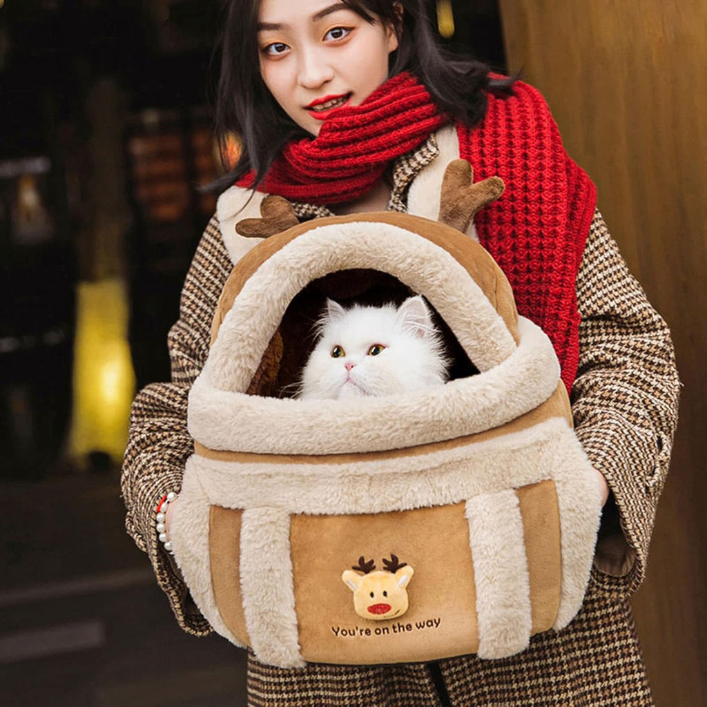 Plush Reindeer Dog Carrier Bag — Warm, Cute & Adventure-Ready